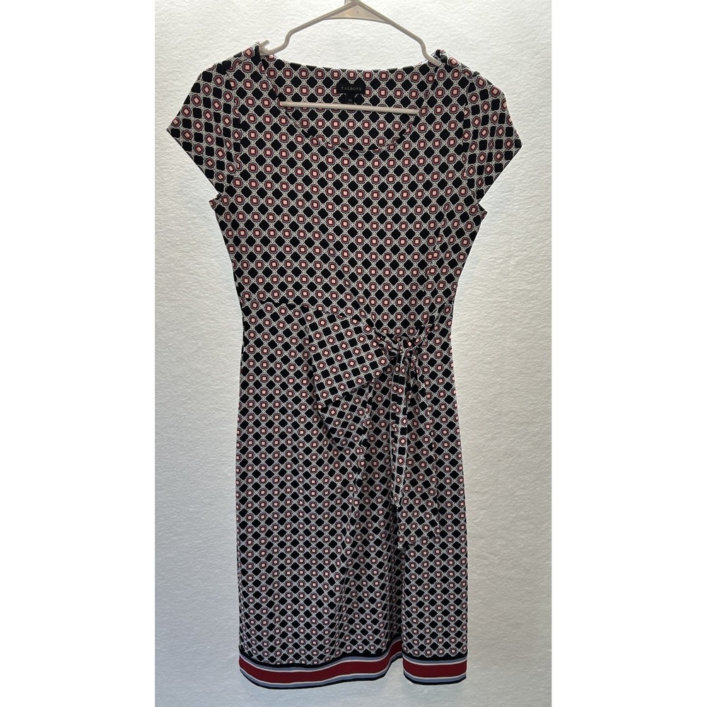 Talbots Dress Women's XS Cap Sleeve Knit Stretch Tie Front Black Blue Red Career - Picture 1 of 9